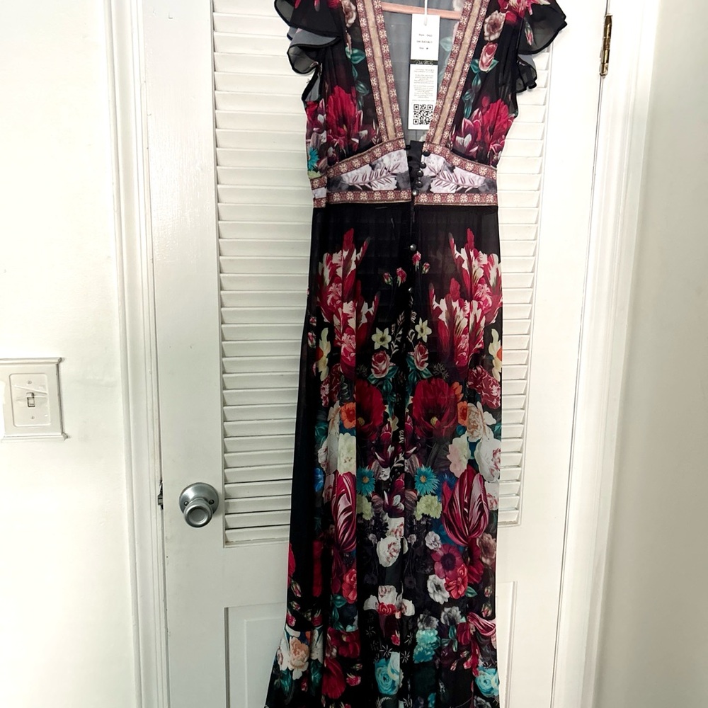 Vibrant Floral Maxi Dress with Ruffle Details